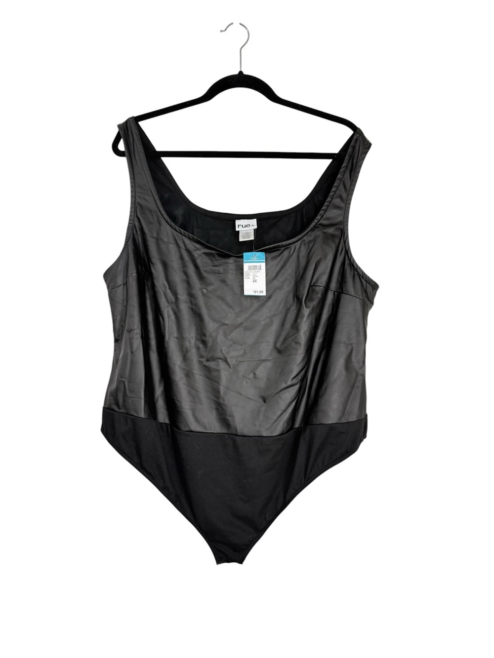 Rue21 Black Faux Leather & Knit Tank Bodysuit